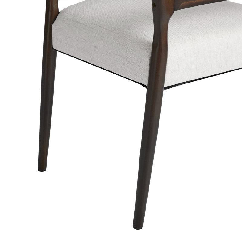 Ensemble de 2 fauteuils de salle à manger rembourrés en bois massif, Beige
