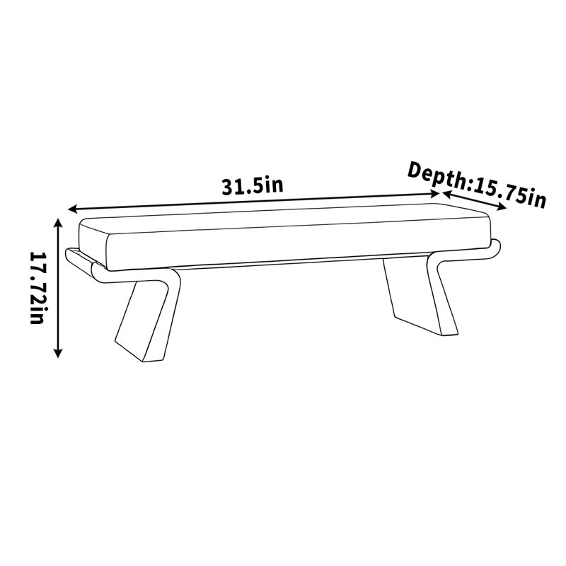 Tabouret long en bois massif, H 17,72 po x l 31,5 po x P 15,75 po