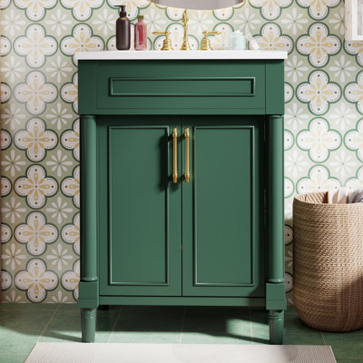 Meuble-lavabo simple 24 po avec plateau en céramique Ellen