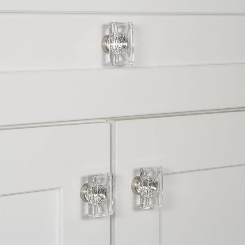 Carré Rectangular Cabinet Knob, Satin Nickel