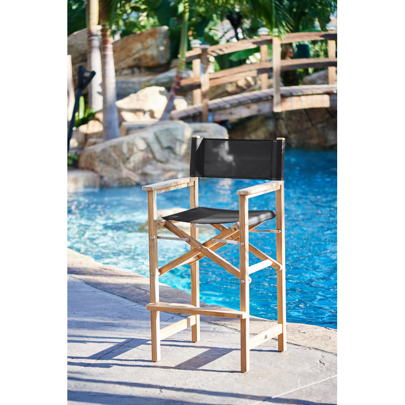 Capetown Teak Counter Height Directors Chair, Black, 41"H