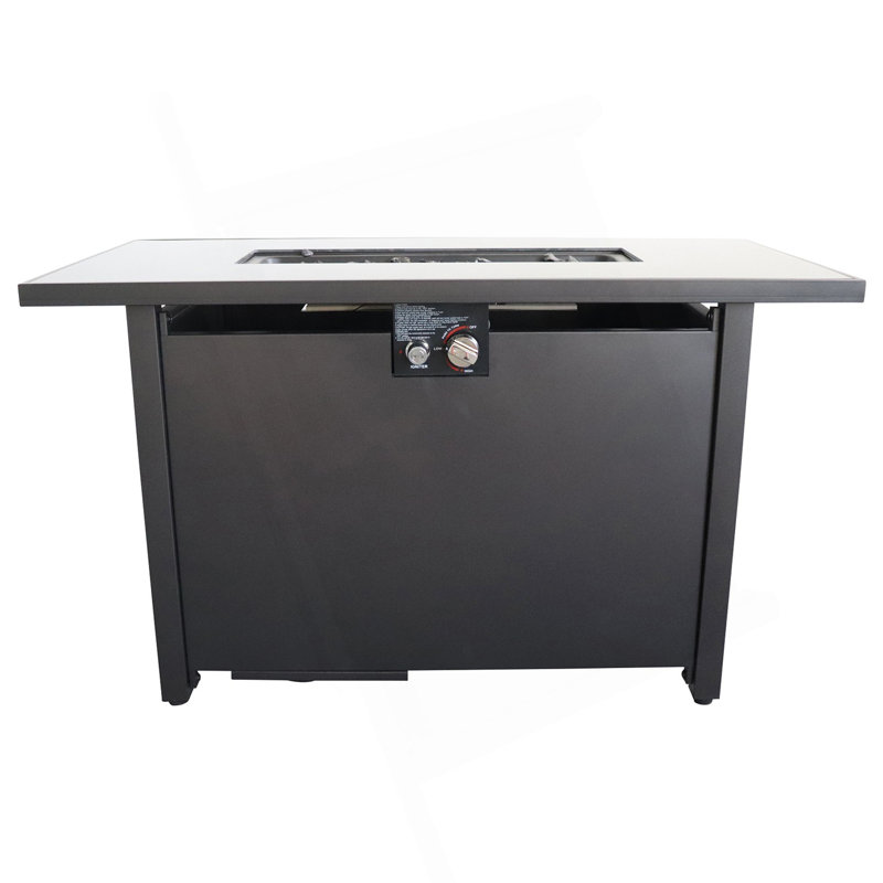 Table de foyer d'extérieur en acier de 25 po H x 42 po avec couvercle (noir)