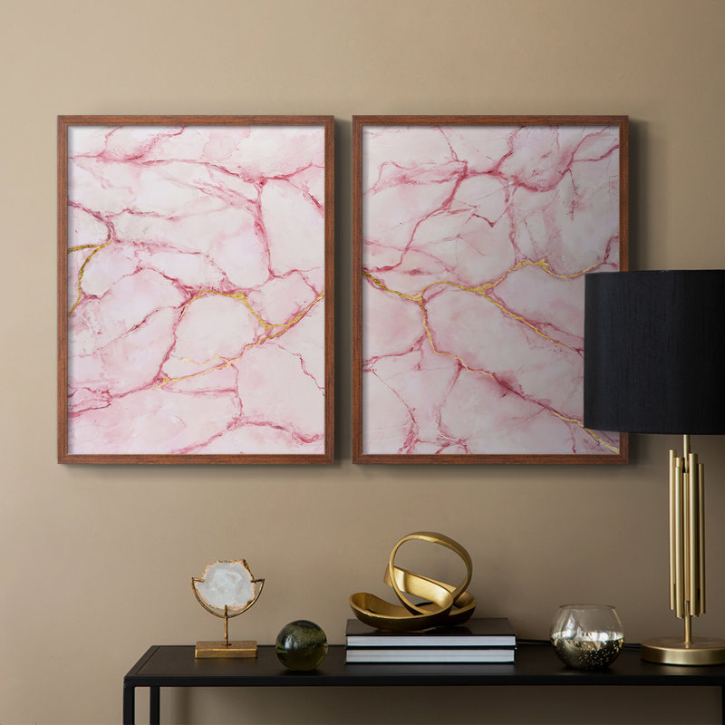 «Rose Marble I», reproduction encadrée de qualité supérieure - prête à être accrochée - aucun clou requis - aucun clou requis