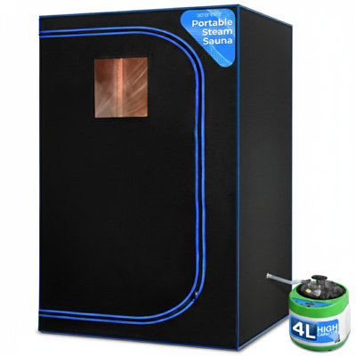Coffre de sauna portatif Serenelife pour la maison, tente de sauna à vapeur avec cuiseur à vapeur de 4 L, fauteuil de sauna pliant et télécommande, 71 po x 35 po (noir)
