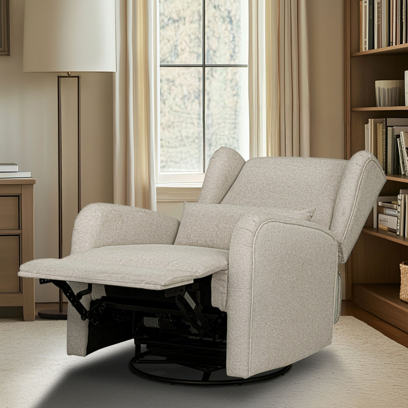 Candace 30"W 3-in-1 Power Recliner Wingback Swivel Glider with USB & Type-C Ports, Beige