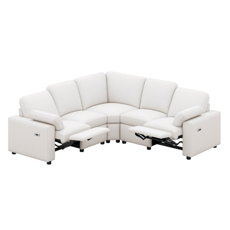 Siège de cinéma inclinable électrique avec boîte de rangement et porte-gobelets, canapé en L en forme de L avec ports USB et prise de courant