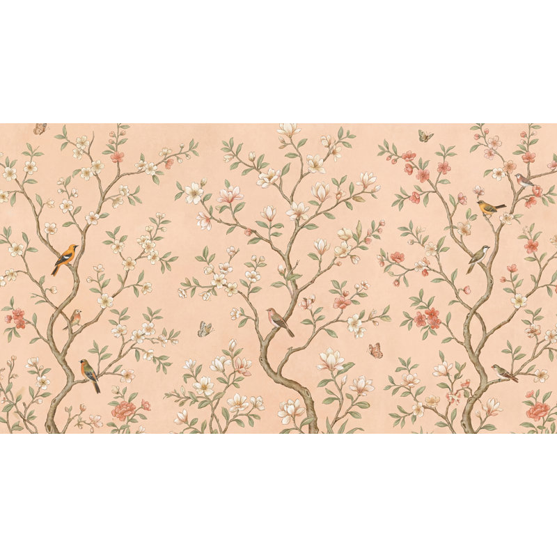 Papier peint floral chinois Chinoiserie, Non-Woven Nonpasted, 160 po x 108 po