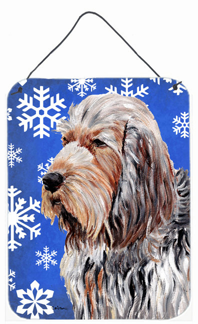 Impression sur plaque de noël winter neiges, Chien à loutre (gris)