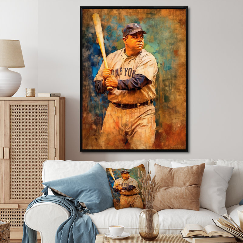 Gloire au baseball rétro, H 32 po x l 16 po x P 1 po, Cadre flottant noir