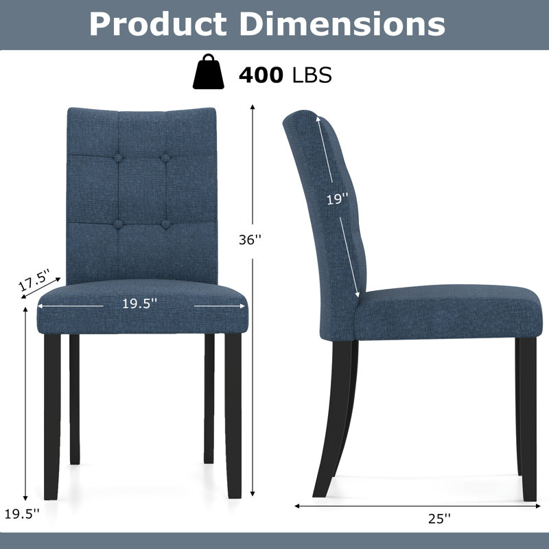 Chaises de salle à manger capitonnées Gymax avec siège rembourré et sans accoudoirs, 2