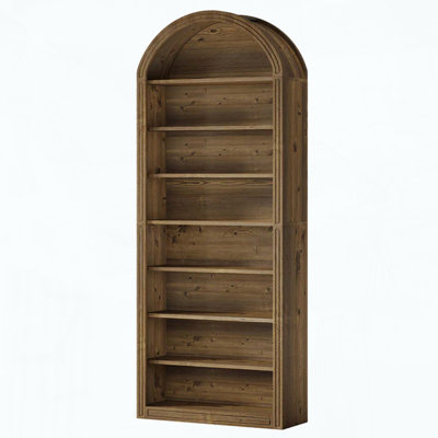 8-Tier Arched Bookshelf with Closed Back Design