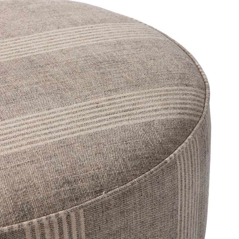Sinclair Large Round Ottoman, Manchester Flint Linen