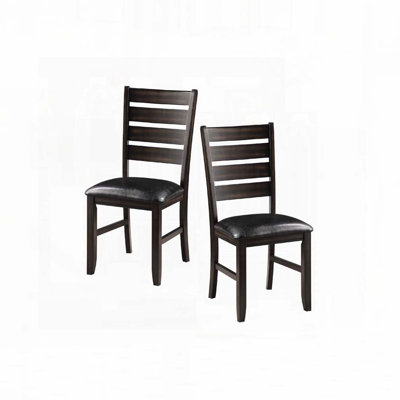 Faux Leather Upholstered Dining Chair Set with Slat Back