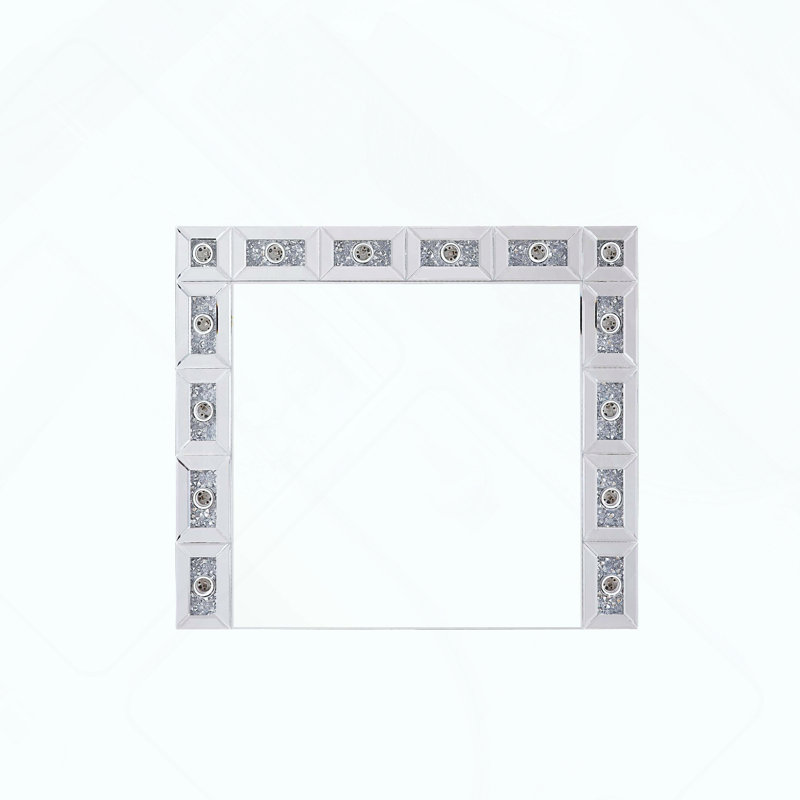Miroir d'appoint rectangulaire avec faux diamants et fonction d'éclairage (ampoules non incluses)