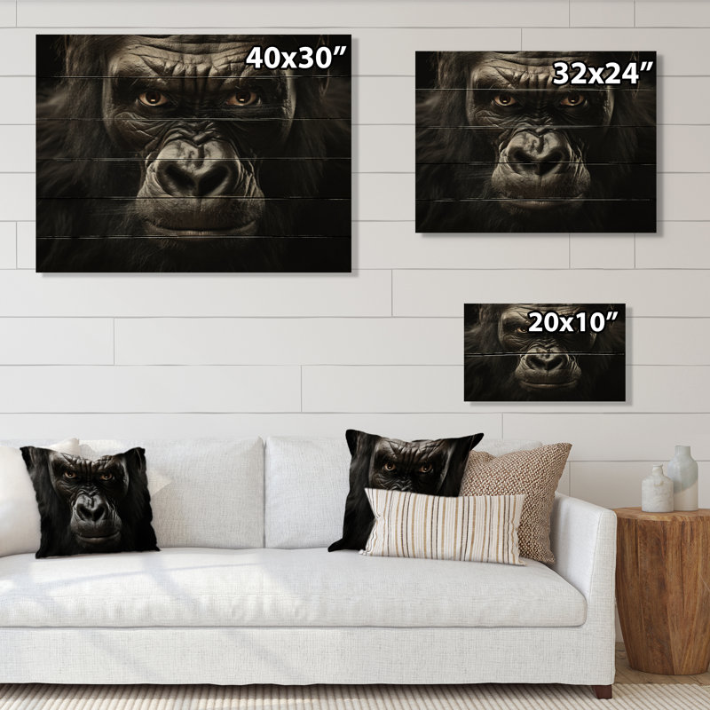 Afrique Gorillas Majesty sur bois, H 30 po x l 40 po x P 0,78 po