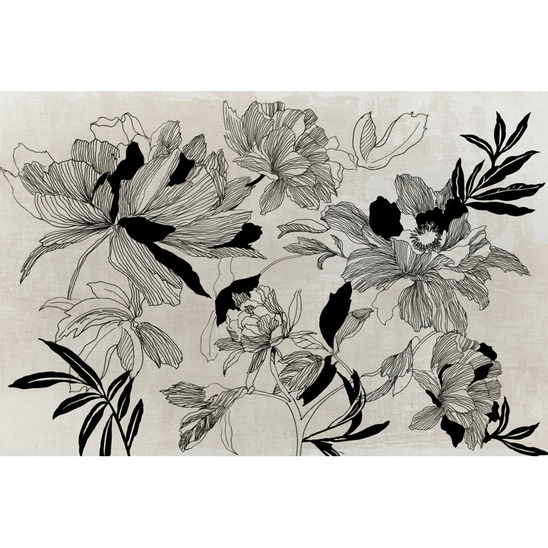 Lithographie florale, H 8 po x l 12 po x P 1,25 po