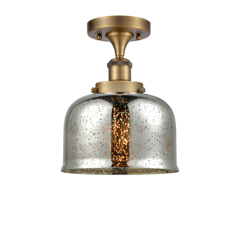 Plafonnier semi-encastré 1 lumière Alixs, Laiton brossé, H 13 po x l 8 po x P 8 po, Ampoule non incluse