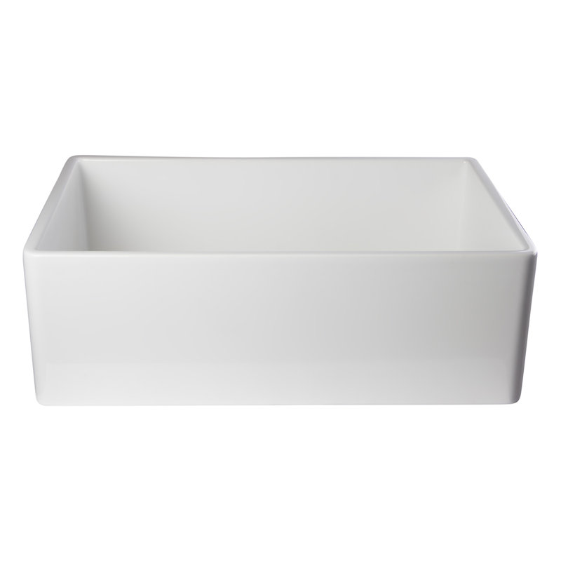29.88'' L Single Bowl Fireclay Kitchen Sink, White