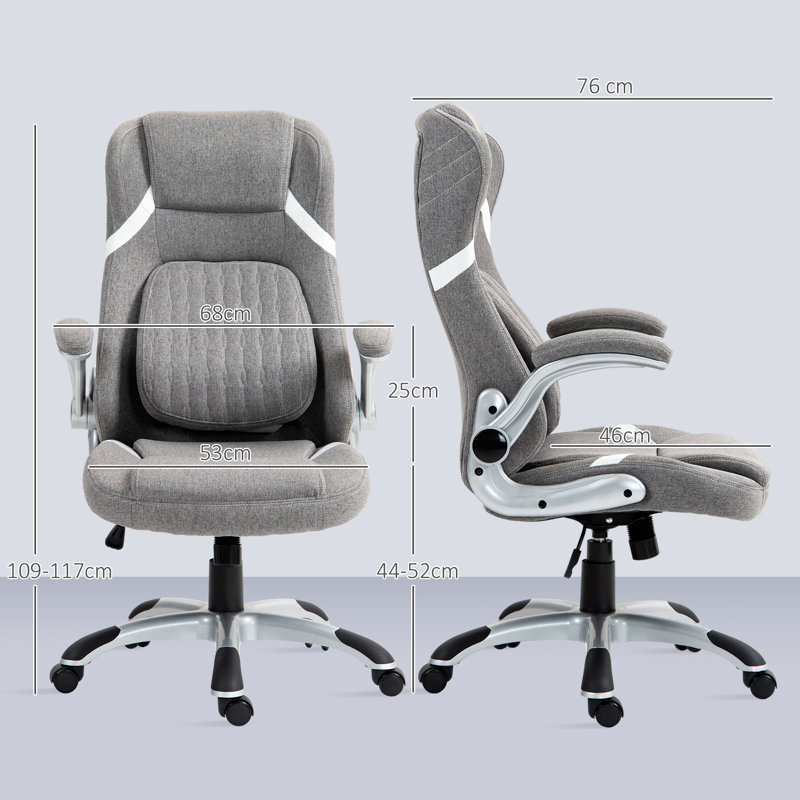 Vinsetto Ergonomic Executive Office Chair Adjustable Lumbar Support Grey, Grey