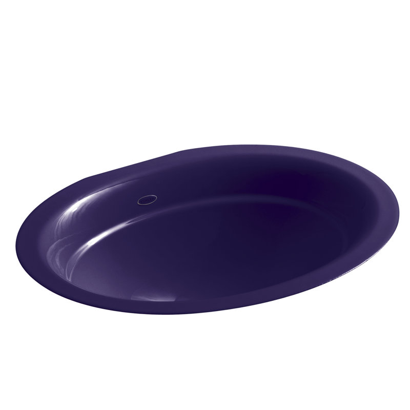Serif Metal Oval Undermount Bathroom Sink, Iron Cobalt