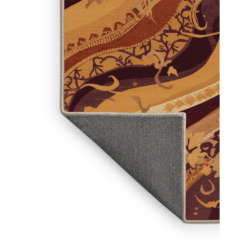 Tapis à motif abstrait doux et moelleux à motif abstrait brun et beige Kater Dionysus, 5 x 7