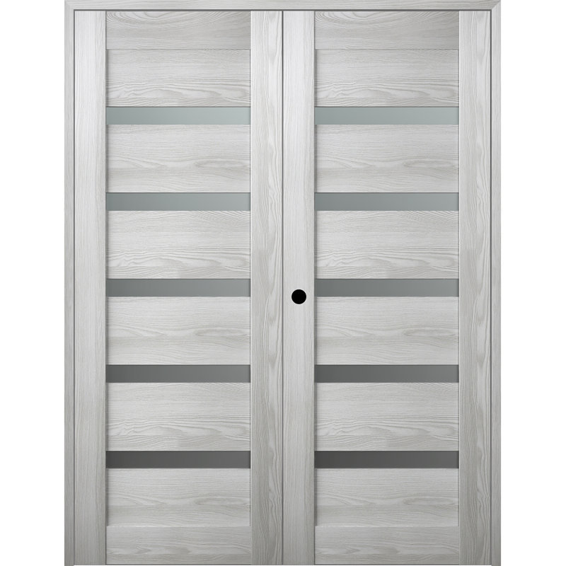 Porte française Avon 07-04 Active Vetro, Frêne, À droite, 59,5 po x 95,24 po