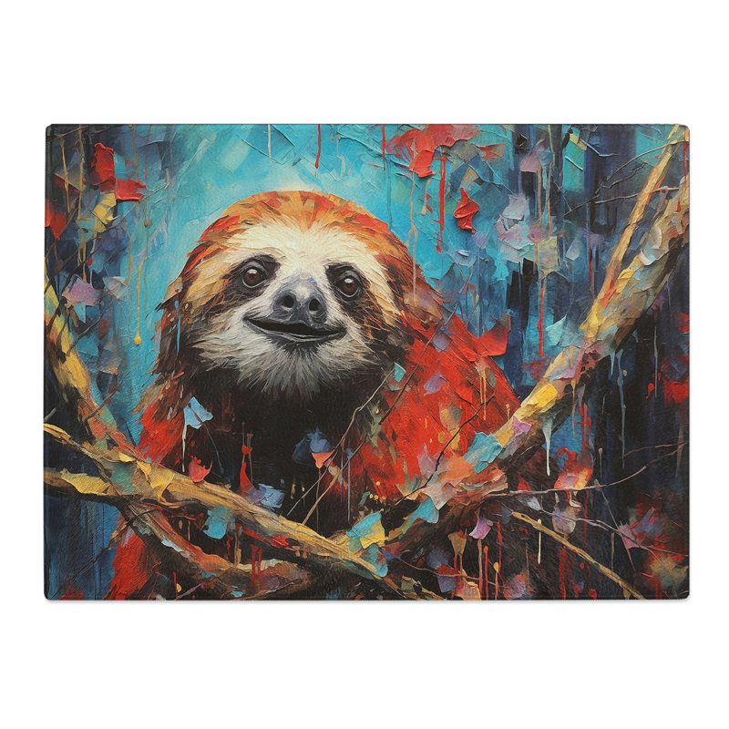 Sloth Expressionism  Glass Chopping Board