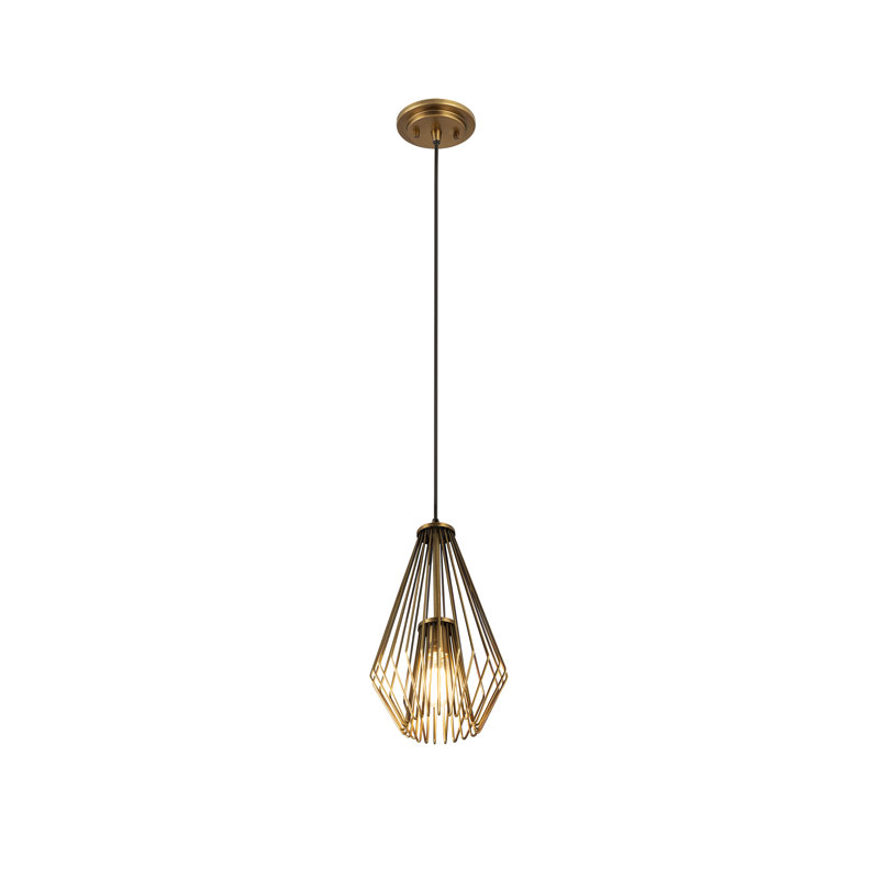 Adaela - 1 lumière géométrique simple, Laiton frotté, H 18,75 po x l 9,25 po x P 9,25 po