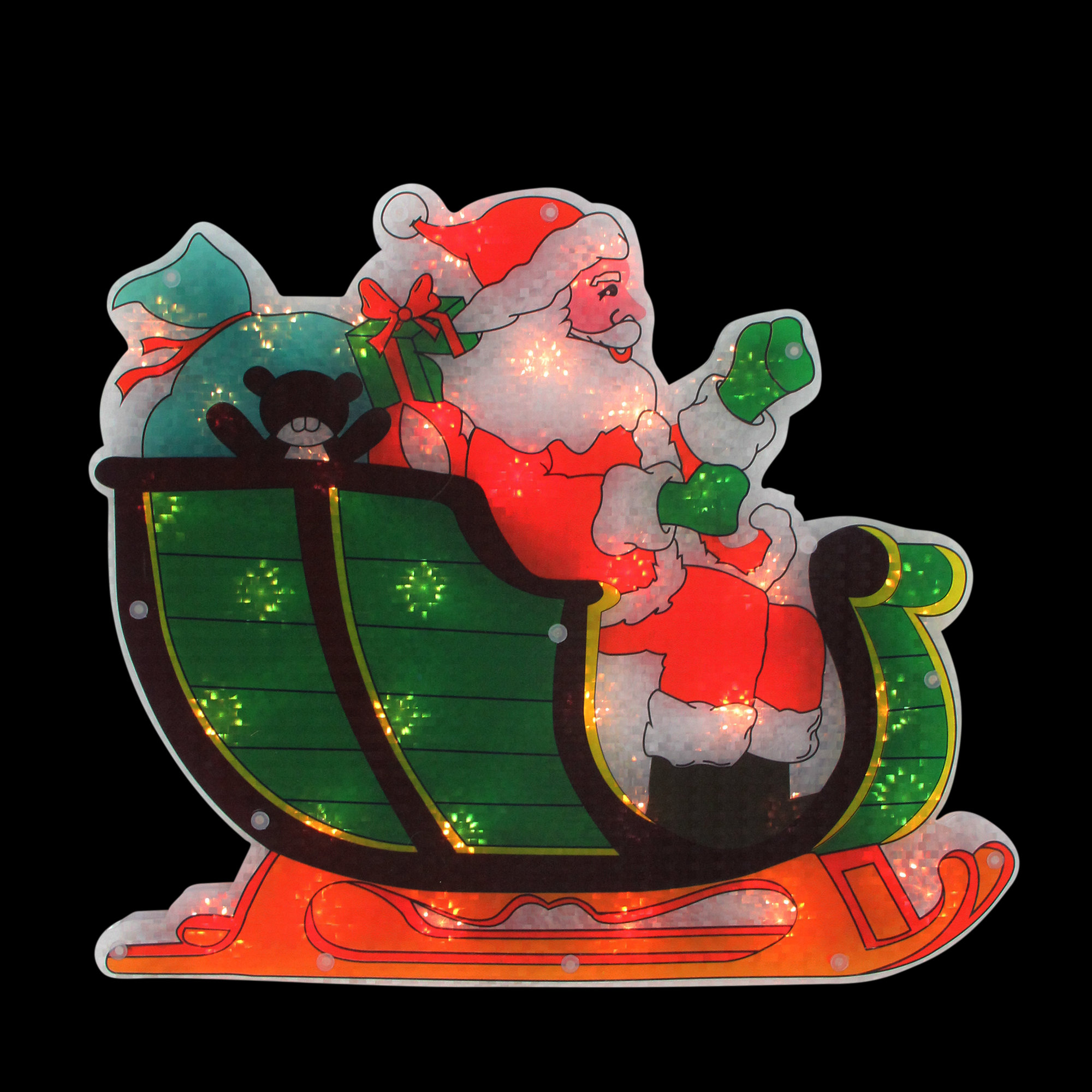 Northlight Seasonal Double-Sided Shimmering Santa in Sleigh Christmas ...