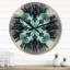 Horloge murale géométrique moderne en bois turquoise et blanc Fractal III-877030361