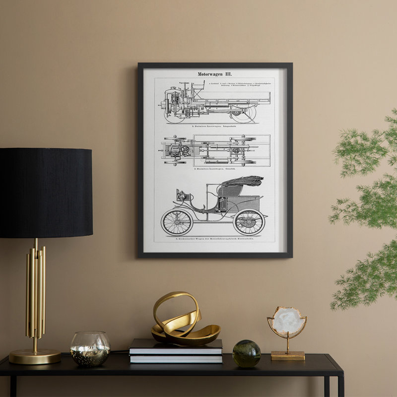 Industrial Motorcar Framed Print - Solid Wood, Noir, noir, noir, noir, H 30 po x l 24 po