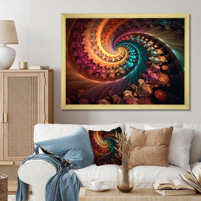 Arc-en-ciel foncé fractal en spirale I - impression