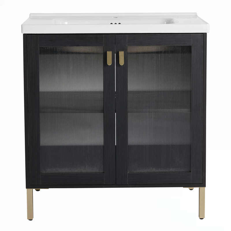 Freestanding Bathroom Vanity Plywood With Ceramic Sink