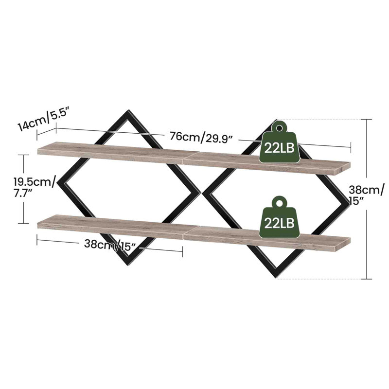 2 Piece Bracket Shelf, Greige/Black