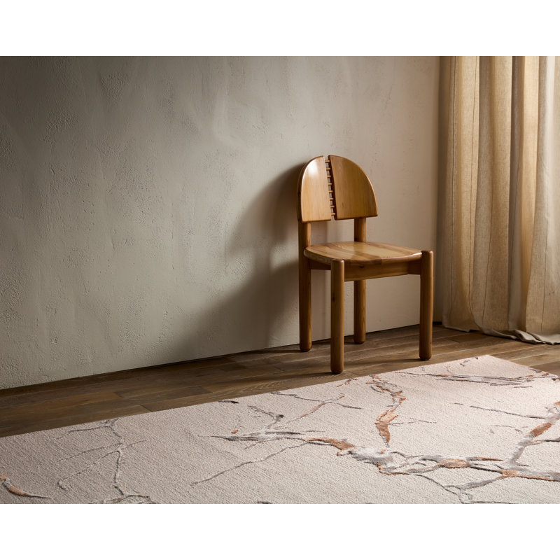 Tapis d'intérieur ivoire / brun touffeté à la main Aekerly, Rectangle 13 pi x 18 pi