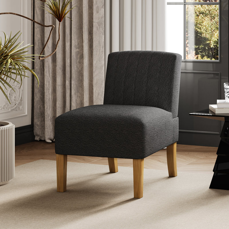 Devindra Upholstered Accent Chair, Black Linen Blend