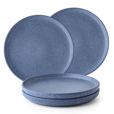Ensemble de grandes assiettes en grès Ozetta 10,6 pouces, glaçure réactive indigo moucheté Ozetta