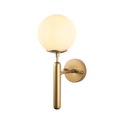Lampe murale élégante en métal, finition dorée, 11,8 po x 7,9 po x 15,7 po | IP20, douille E14 (40 W maximum) | Design scandinave chic avec capuchon en verre | Idéal pour les espaces de vie modernes, décor glamour abstrait