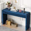 Console rustique, tiroirs cannelés, bleu marine, placage frêne, pieds réglables, idéale pour le sol, plateau, rangement avec tiroirs, base bleu marine, en bois, pour salon ou couloir, support de plateau, capacité