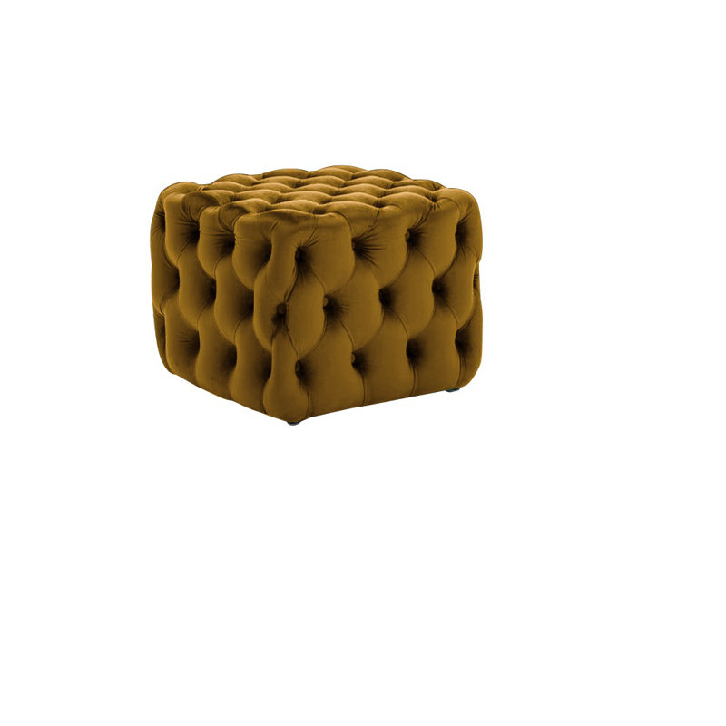 Crooks 75cm Wide Tufted Square Ottoman, Mustard