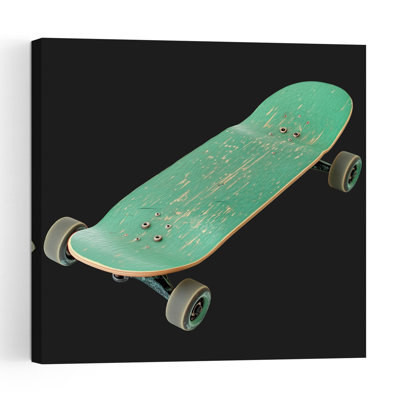 Retro Green Skateboard Classic Retro Vintage Urban Architecture Wall Art Print 1 Piece Wrapped Canvas Wall Art