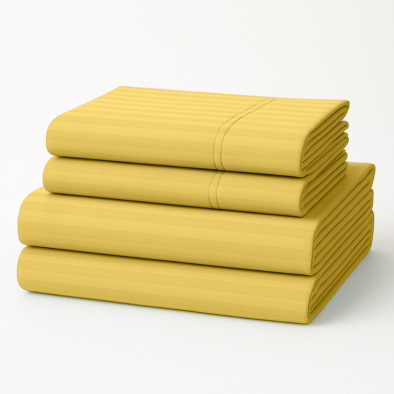 Ensemble de draps 100% coton American Home, Doré, Ensemble de draps pour lit double avec 2 taies d'o