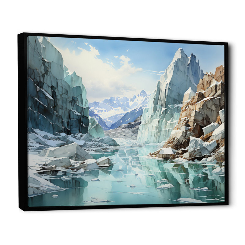 Berkleigh Glacier Glacial Symphony II - impression, H 30 po x l 40 po x P 1,5 po, Cadre flottant noir