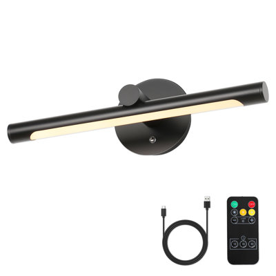 Matte Black 16.34 in. LED Picture Light with Remote Control Dimmable Multiple Colour Temperatures Rotatable and Timer