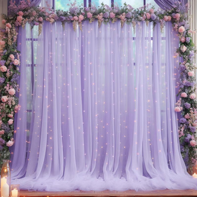 Tulle Backdrop Curtain 10ft x 10ft for Wedding Arch Decor, Sheer Voile Fabric for Baby Shower Bridal Shower, Birthday Party Photo Booth Backdrop, 2 Panels 5x10ft Photography Background