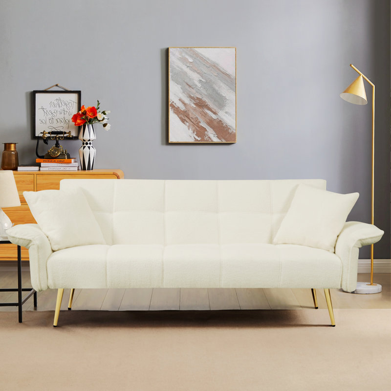 Canapé-lit futon 70,1 ", Velours blanc