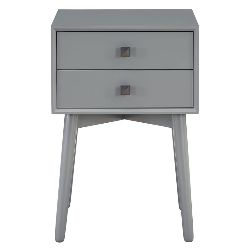 Table de bout à 2 tiroirs avec rangement , gris