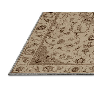Machine Washable Tabriz Gray Area Rug