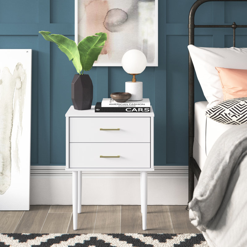 Catt 2 - Drawer End Table, White