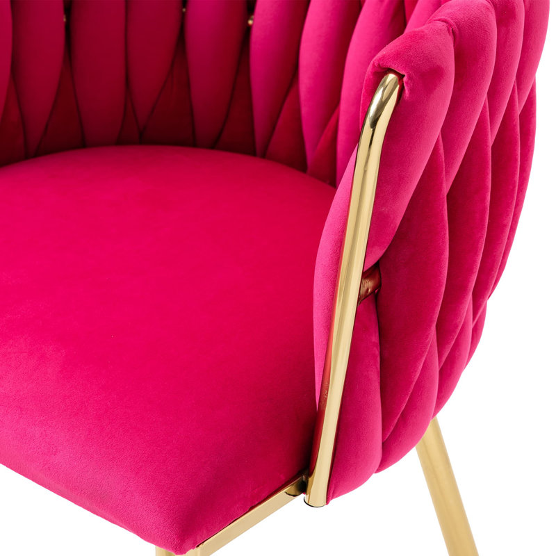 Gabrel 2 Piece Tufted Velvet Upholstered Accent Dining Chairs, Rose Red
